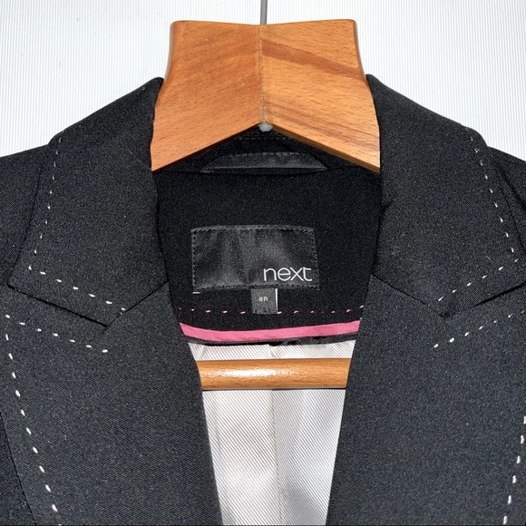 next, blazer, black with white stitching, button sleeve, lined size UK 8R. - Picture 5 of 5